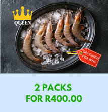 Load image into Gallery viewer, Vannamei Head On Prawns- Butterfly Cut &amp; Deveined 26/30 700g - QUEEN -- 2 PACKS FOR R400!! SAVE R100!!