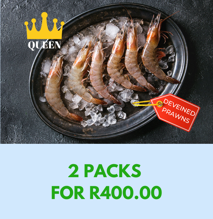 Vannamei Head On Prawns- Butterfly Cut & Deveined 26/30 700g - QUEEN -- 2 PACKS FOR R400!! SAVE R100!!