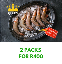 Load image into Gallery viewer, Vannamei Head On Prawns- Butterfly Cut &amp; Deveined 26/30 700g - QUEEN -- 2 PACKS FOR R400!! SAVE R100!!