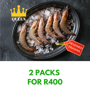 Vannamei Head On Prawns- Butterfly Cut & Deveined 26/30 700g - QUEEN -- 2 PACKS FOR R400!! SAVE R100!!