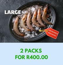Load image into Gallery viewer, Vannamei Head On Prawns- Butterfly Cut &amp; Deveined 21/25 700g - LARGE - 2 PACKS FOR R400 **SAVE R120.00!**