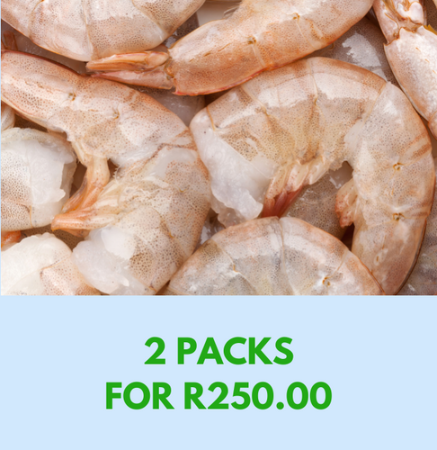 Vannamei Prawn Tails Easy Peel Cut & Deveined 21/25 (LARGE) - 400g 2 packs for R250!!! **SAVE R50**