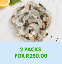Load image into Gallery viewer, Vannamei Prawn Tails Easy Peel Cut &amp; Deveined 21/25 (LARGE) - 400g 2 packs for R250!!! **SAVE R50**